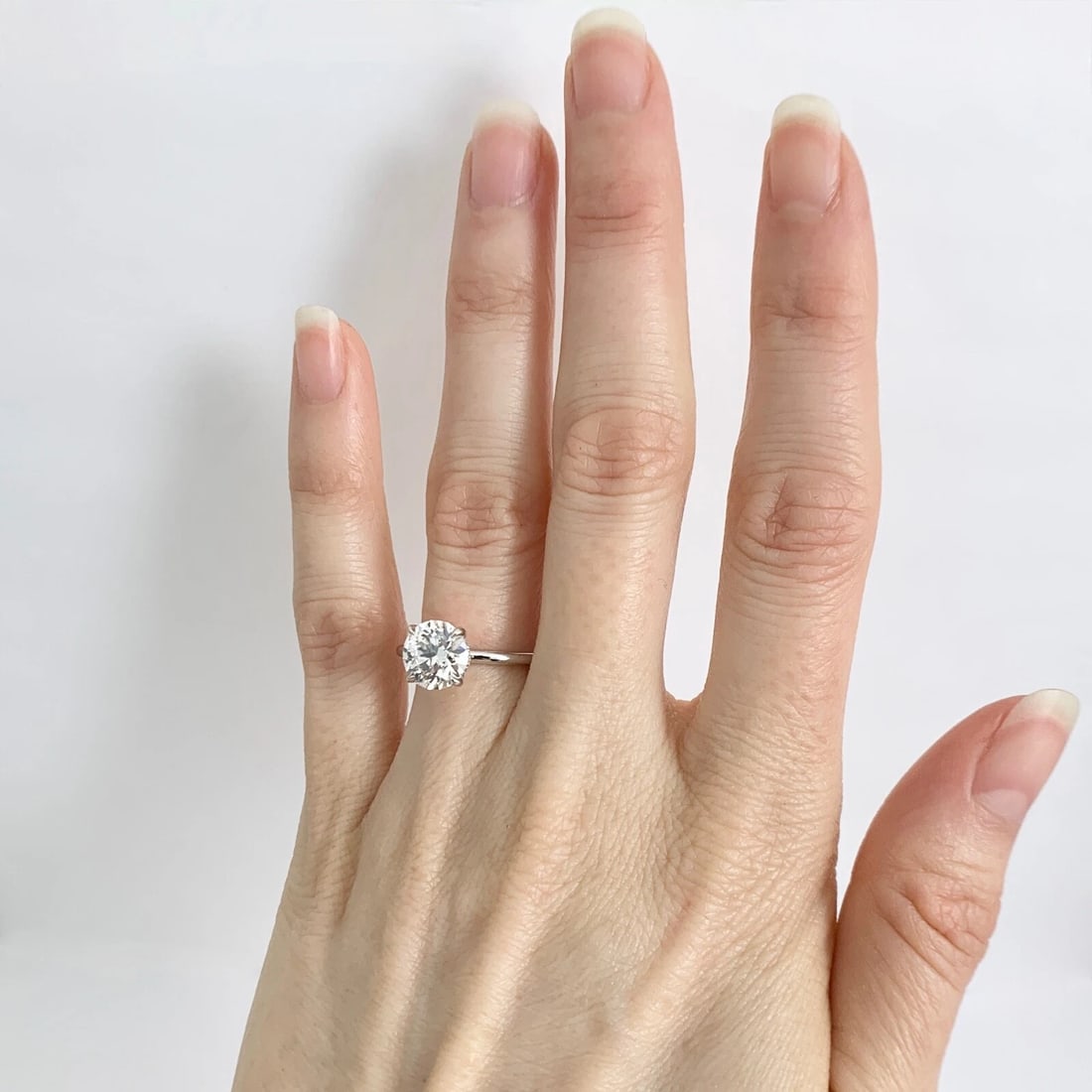 GIA Round Solitaire Diamond Hidden Halo Engagement Ring 14K White Gold, 1.85 CTW - 7