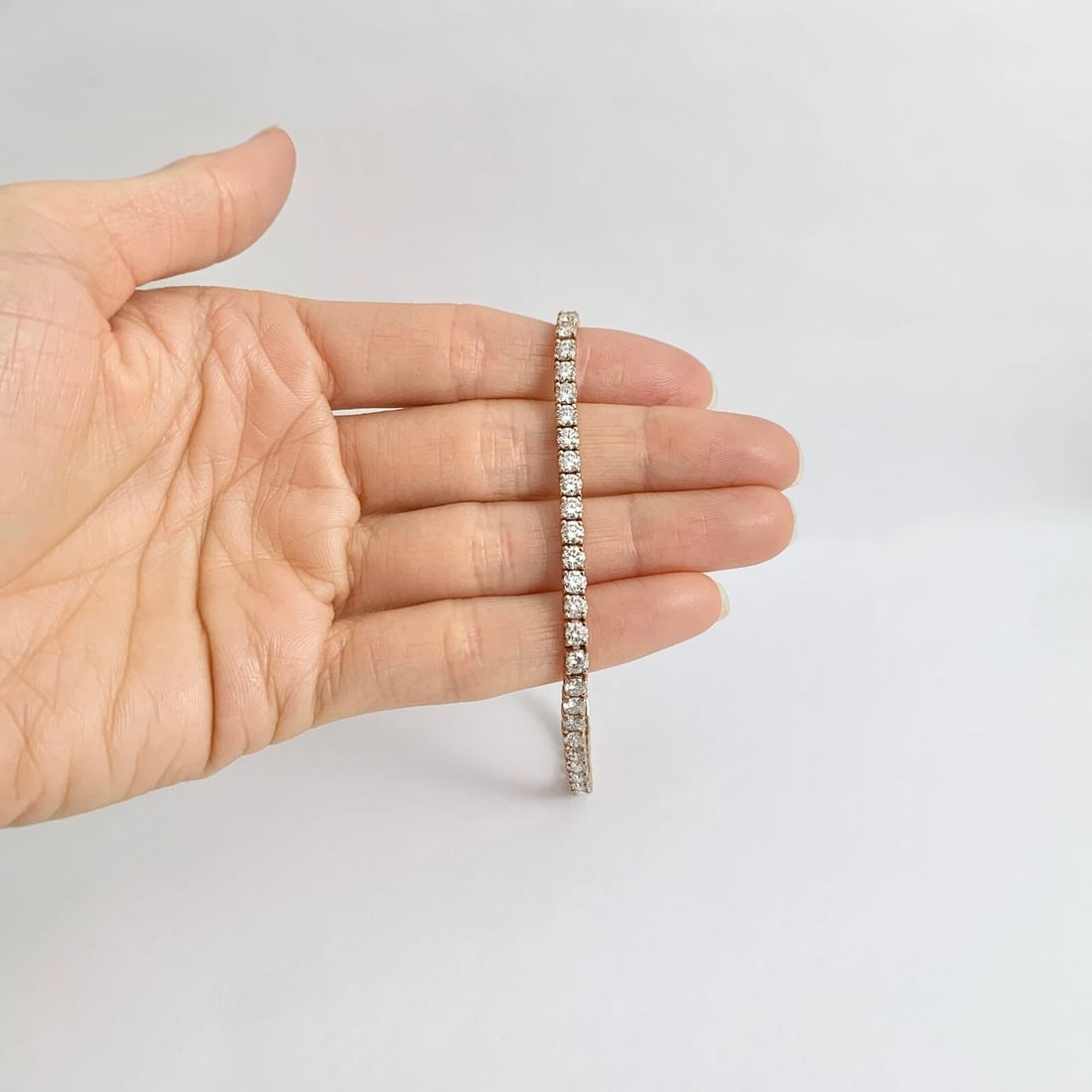 Round Diamond Tennis Bracelet 14K Pink Rose Gold, 7 Inches, 7.05 CTW - 2