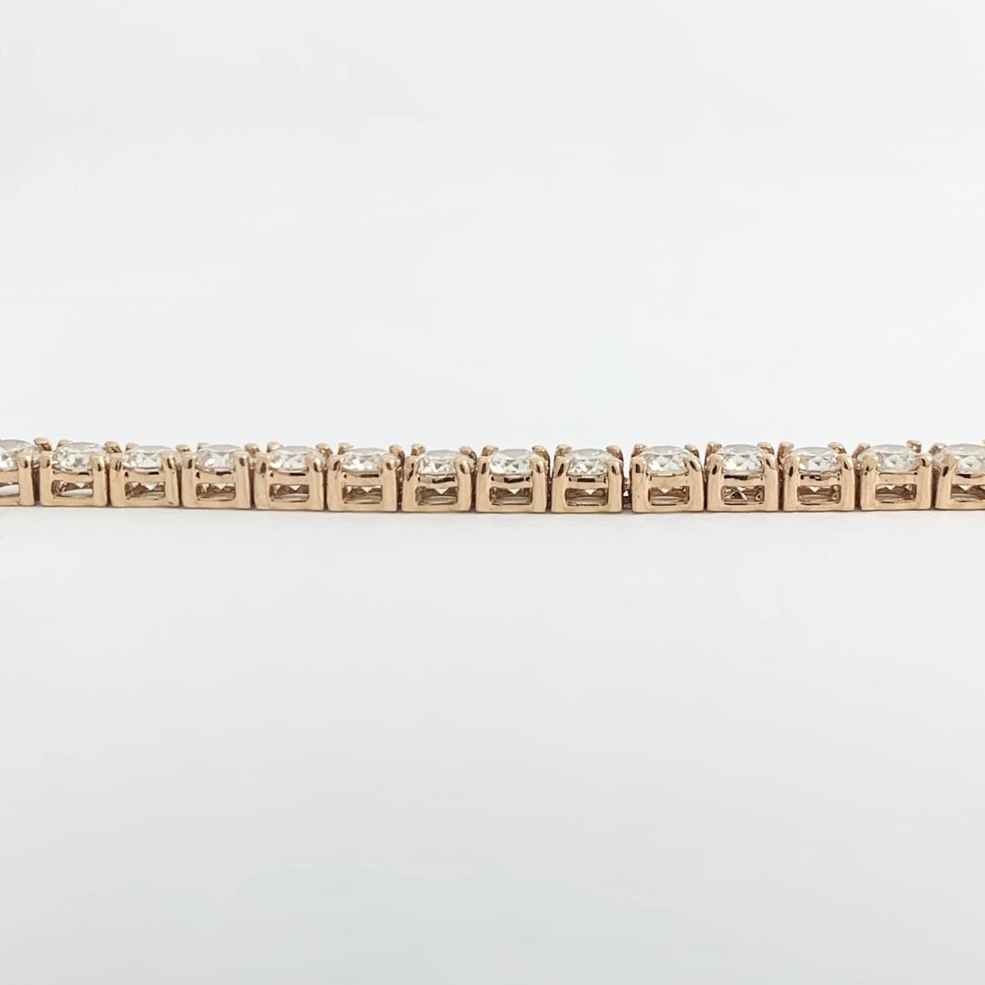 Round Diamond Tennis Bracelet 14K Pink Rose Gold, 7 Inches, 7.05 CTW - 7