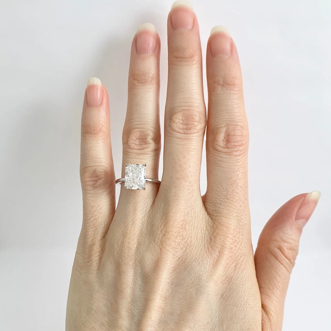 GIA Radiant Cut Solitaire Diamond Engagement Ring 14K White Gold, 3.51 CT - 2