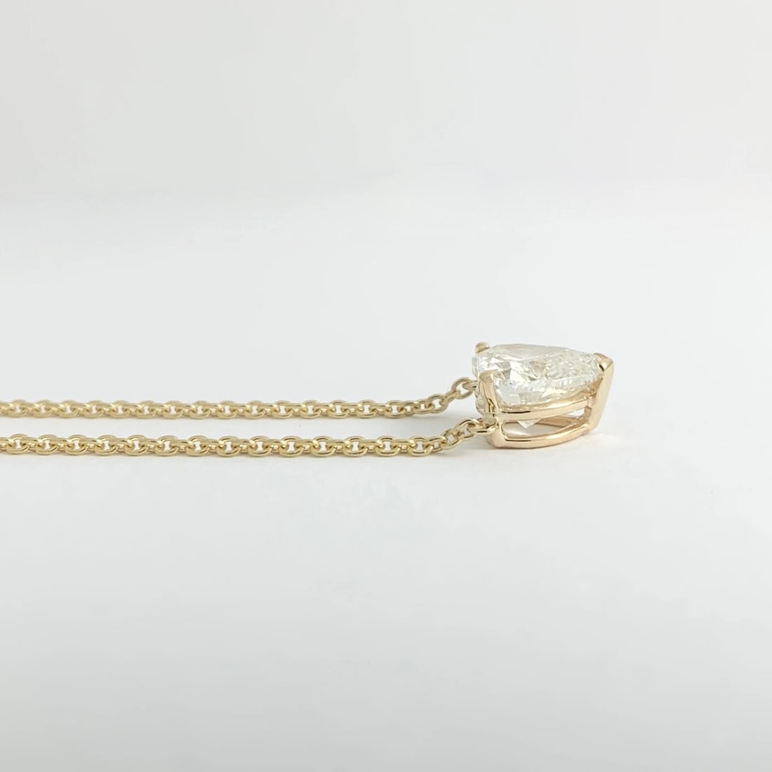 Heart Solitaire Diamond Pendant Necklace 14K Yellow Gold 2.01 CT - 5