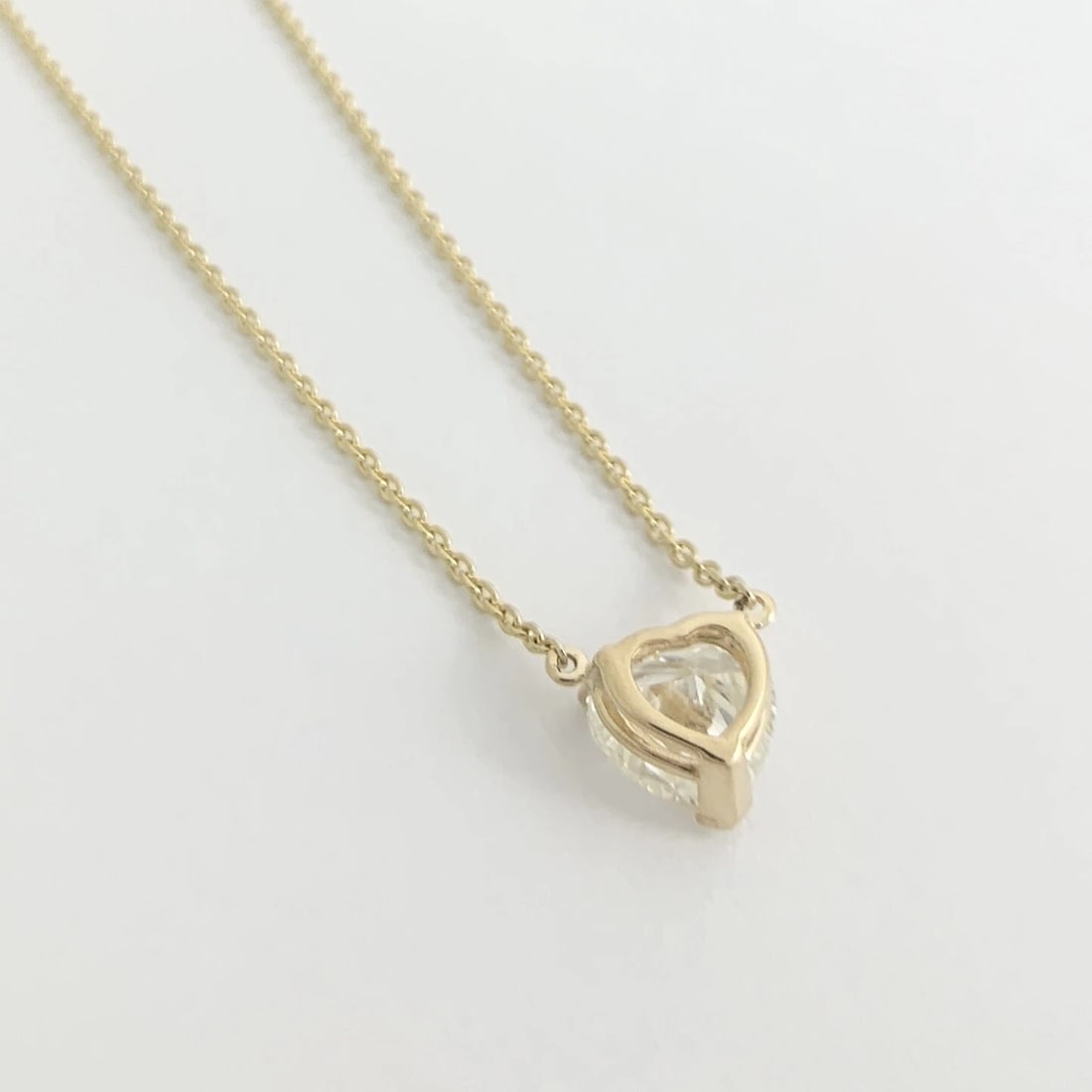 Heart Solitaire Diamond Pendant Necklace 14K Yellow Gold 2.01 CT - 6