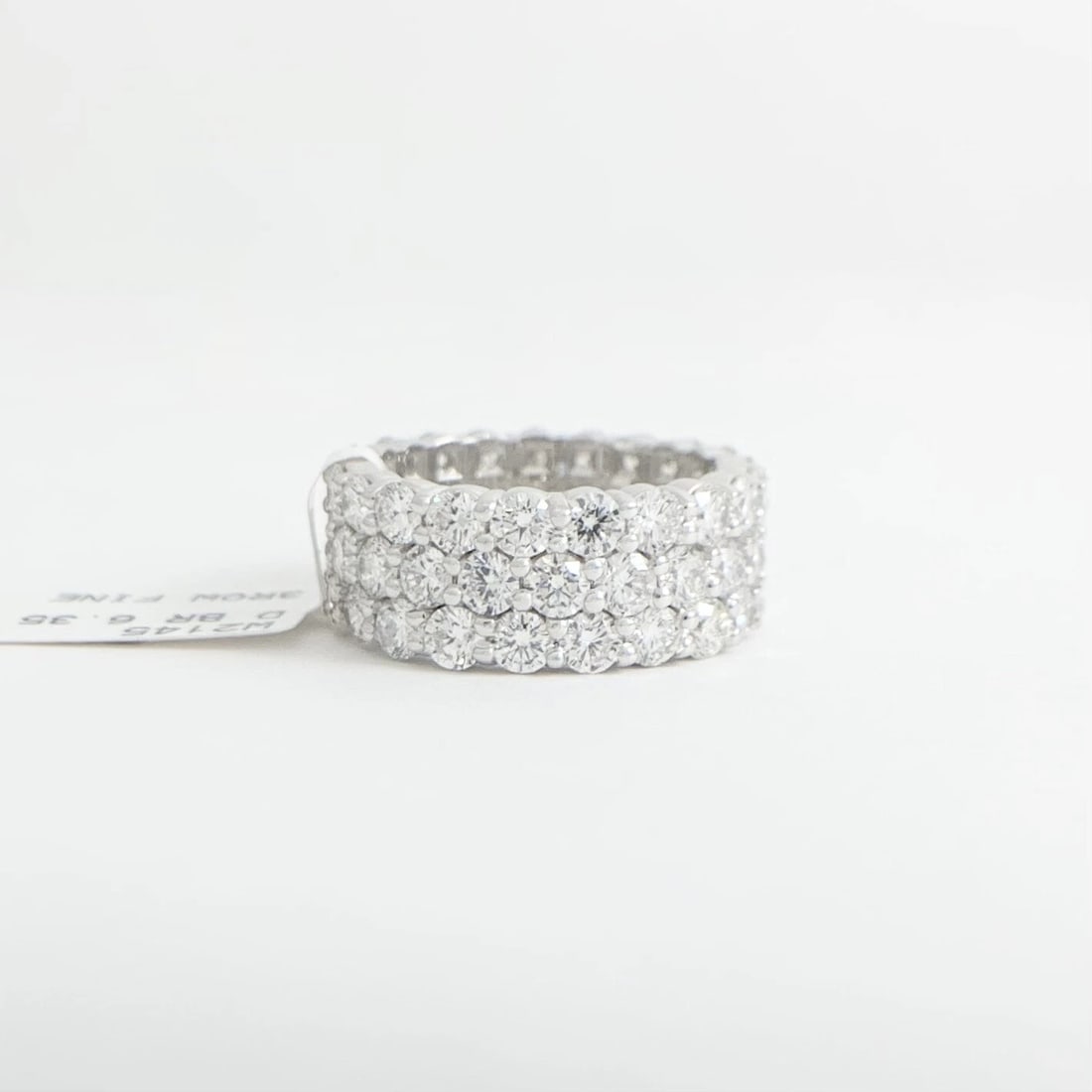 Wide Round Diamond Pave Eternity Ring Wedding Band 14K White Gold, 6.35 CTW - 7
