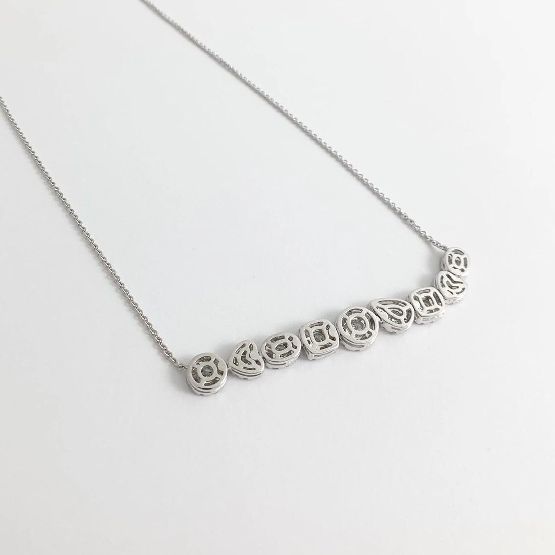 Multishaped Curved Diamond Bar Pendant Necklace 14K White Gold, 2.64 CTW - 7
