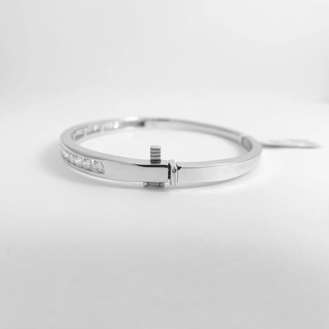 Round Diamond Channel-Set Bangle Bracelet 14K White Gold, 2.53 CTW, 21.31 Grams - 7