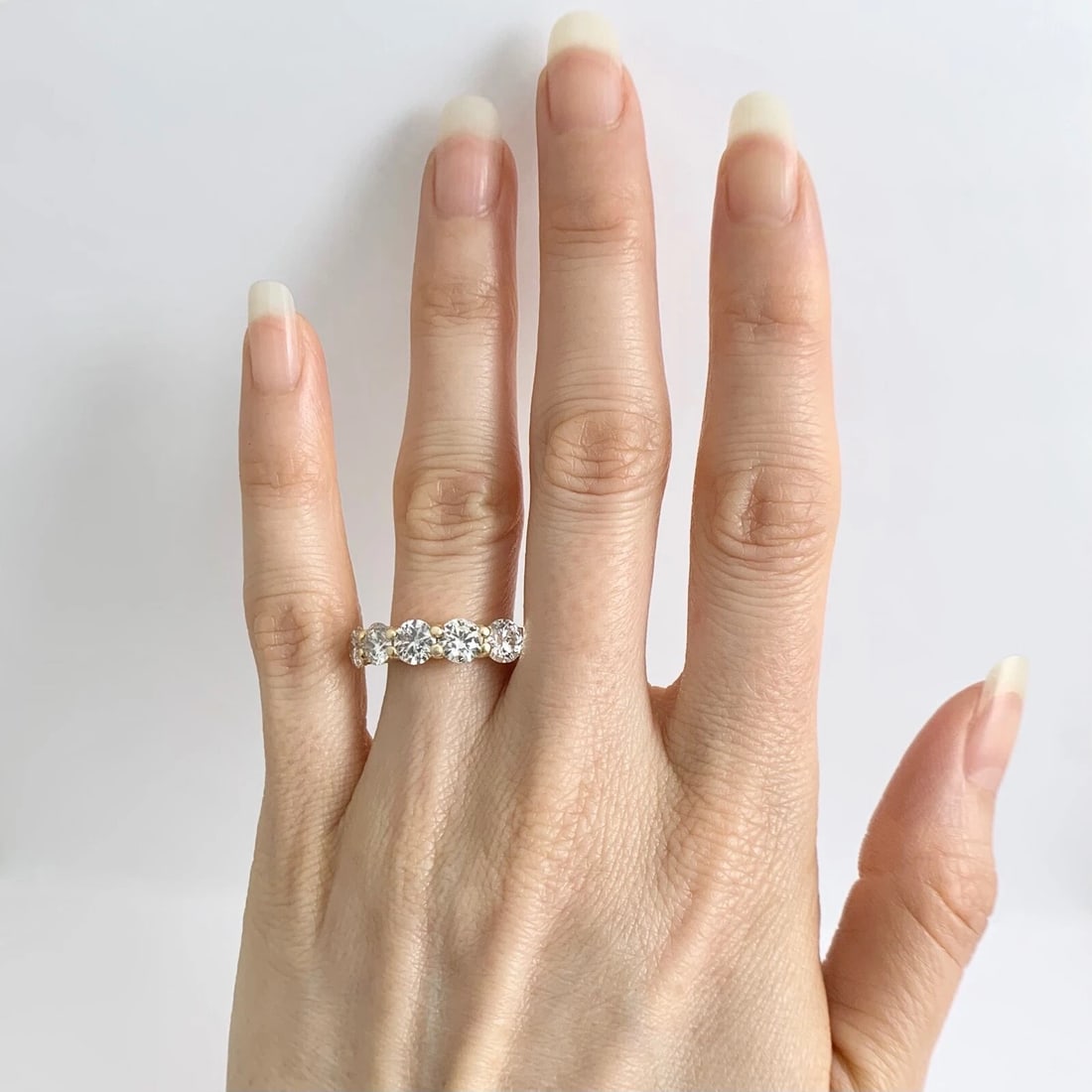 Wide 5-Stone Round Diamond Wedding Band Ring 14K Yellow Gold 2.55 CTW, 5.2 mm - 2