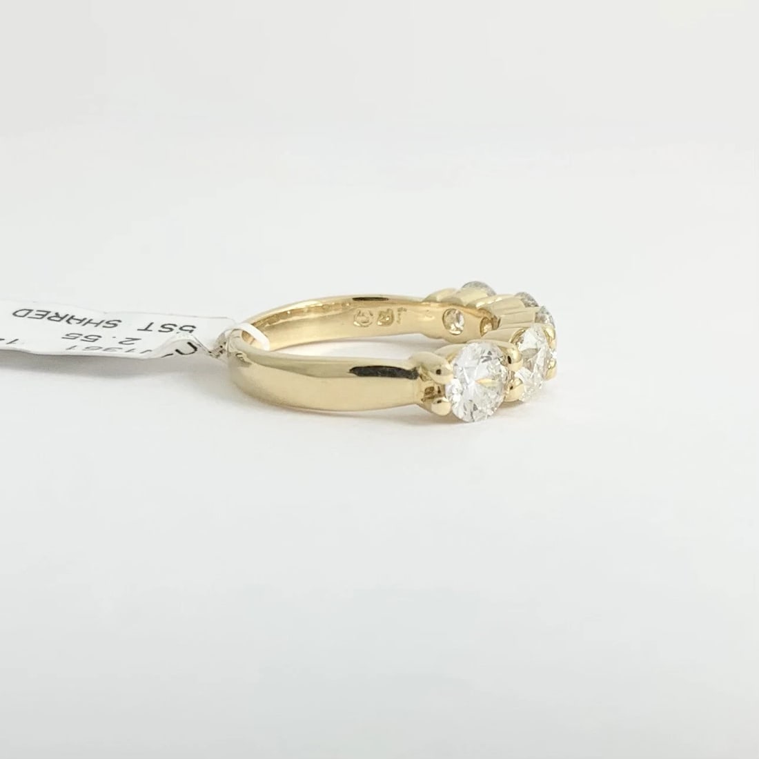 Wide 5-Stone Round Diamond Wedding Band Ring 14K Yellow Gold 2.55 CTW, 5.2 mm - 7