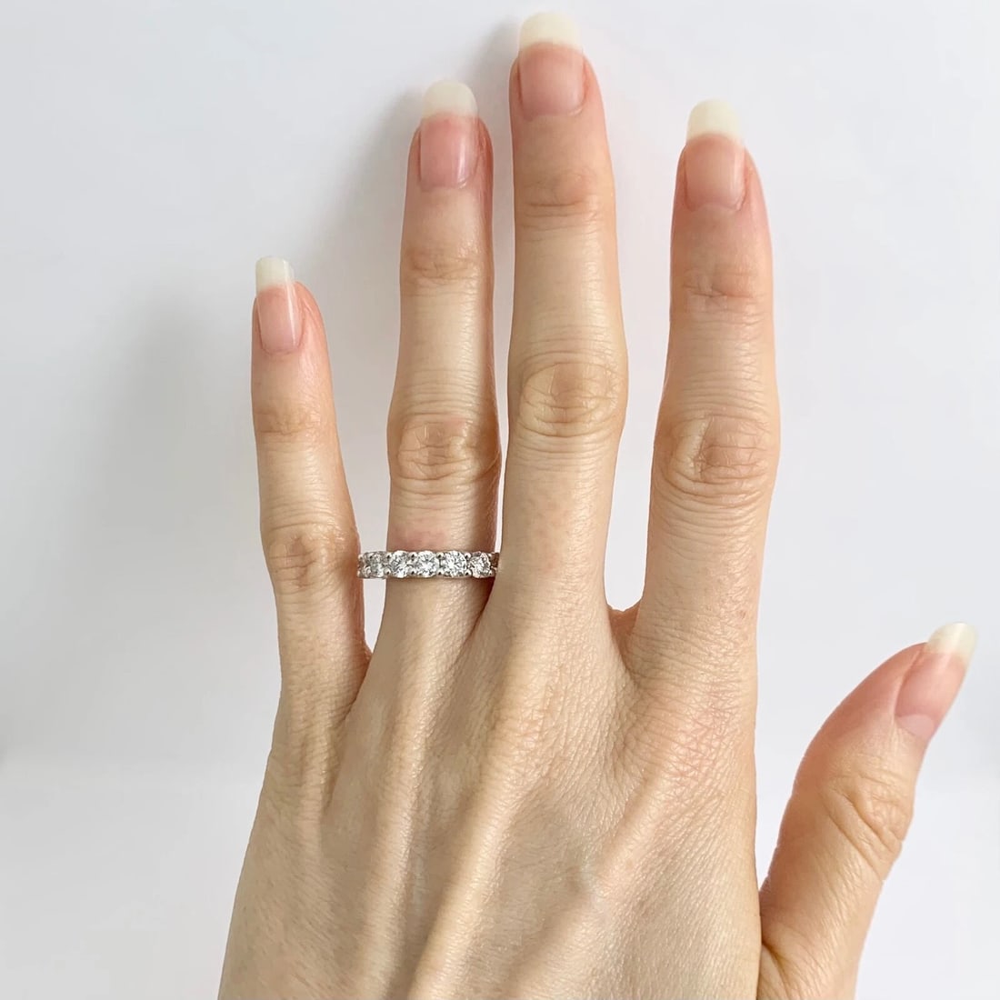 Round Diamond Eternity Ring Wedding Band 14K White Gold, Size 6, 3.38 CTW - 2