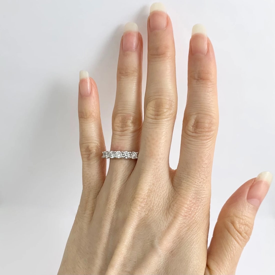 Round Diamond Eternity Ring Wedding Band 14K White Gold, Size 6, 3.38 CTW - 3