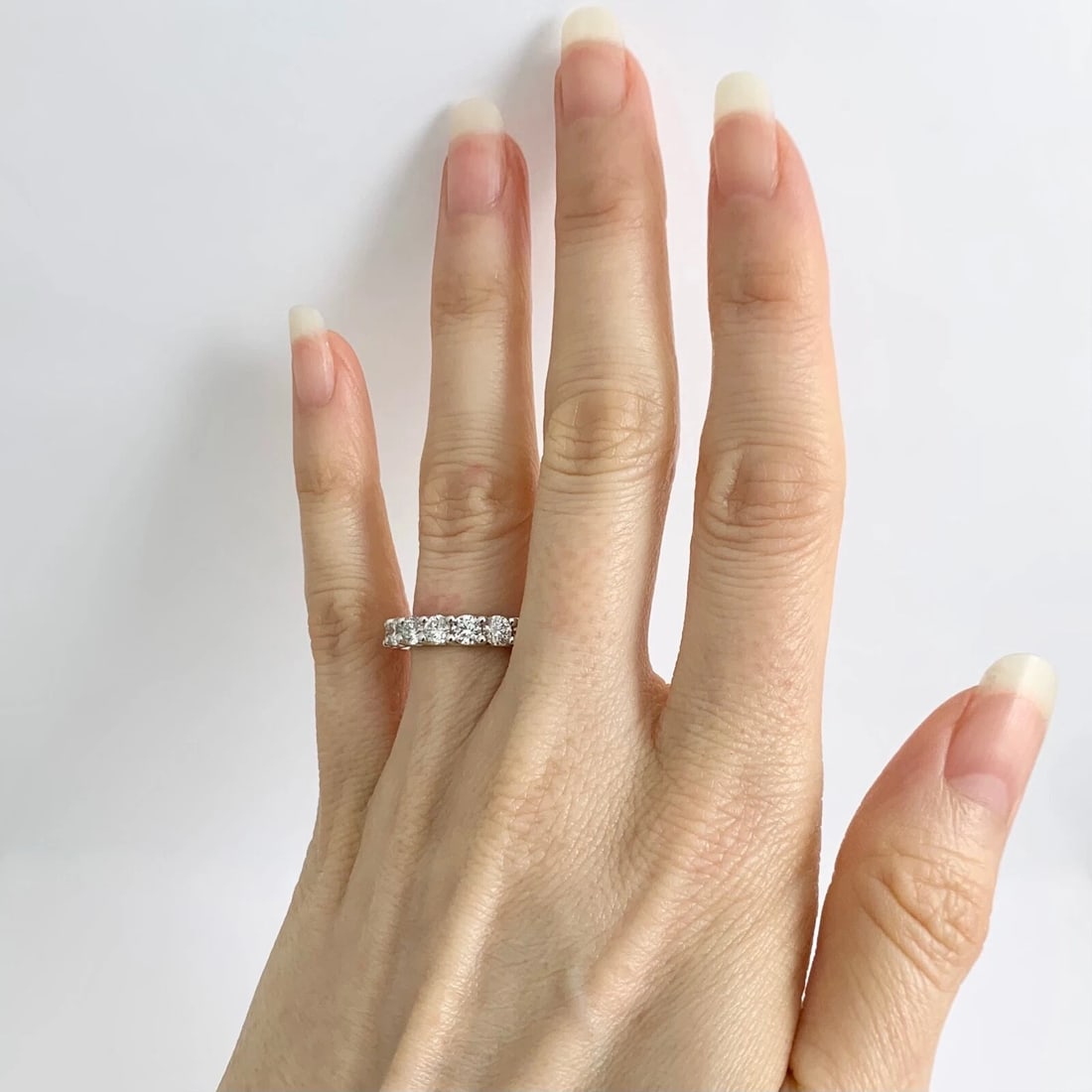 Round Diamond Eternity Ring Wedding Band 14K White Gold, Size 6, 3.38 CTW - 4