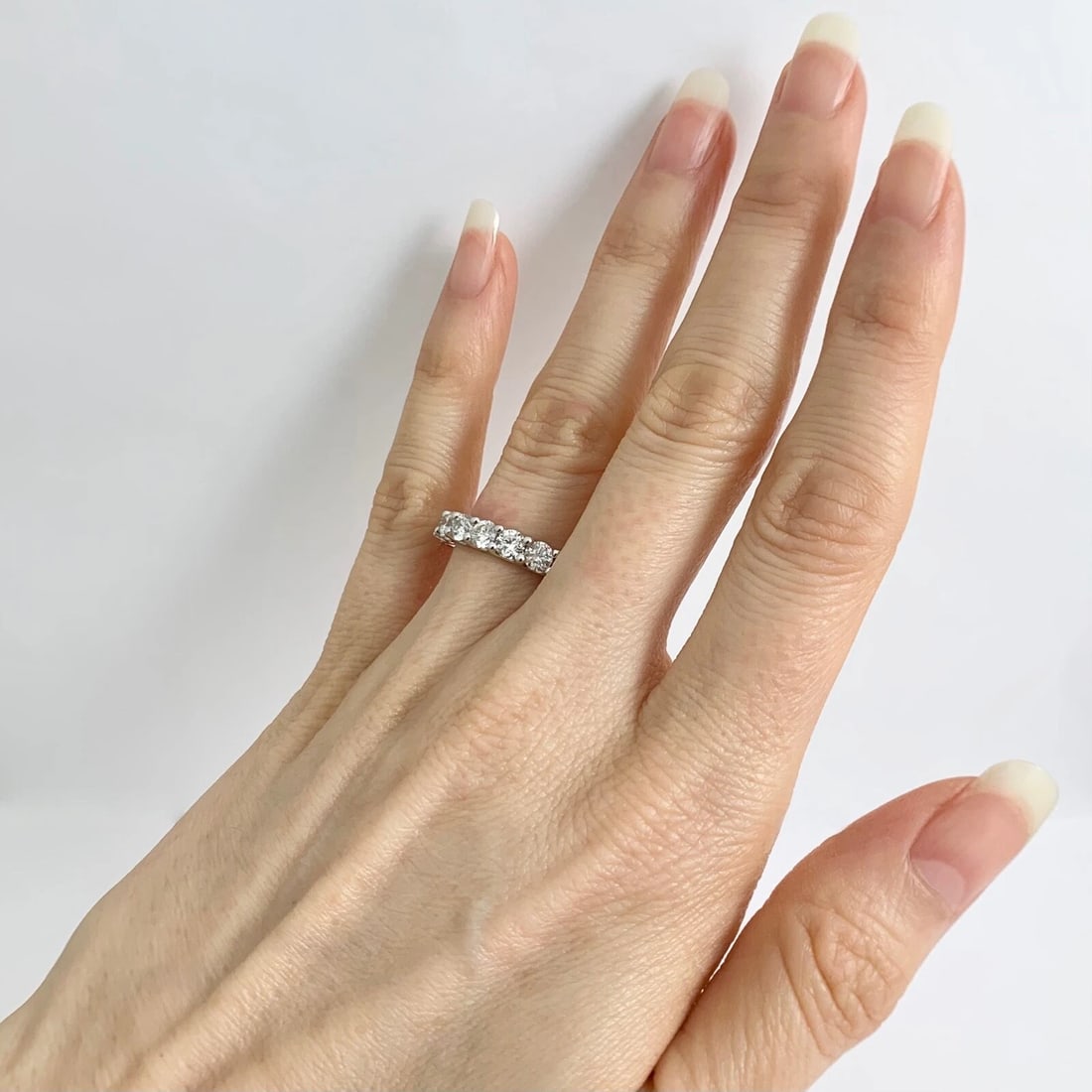 Round Diamond Eternity Ring Wedding Band 14K White Gold, Size 6, 3.38 CTW - 6
