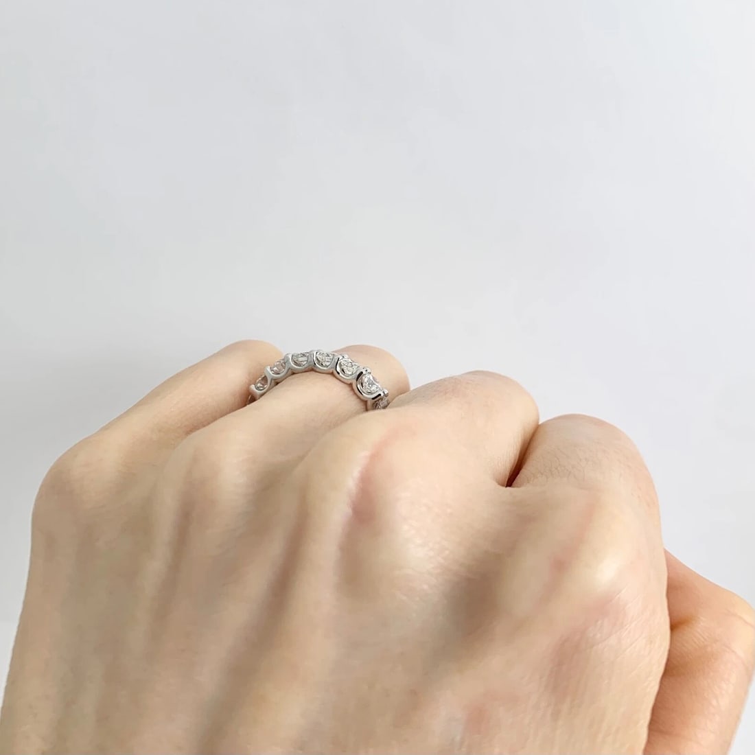 Round Diamond Eternity Ring Wedding Band 14K White Gold, Size 6, 3.38 CTW - 7