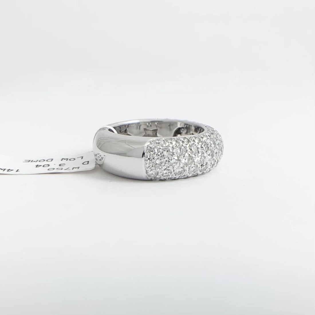 Wide Pave Diamond Dome Ring Statement Band 14K White Gold, 3.04 CTW - 7