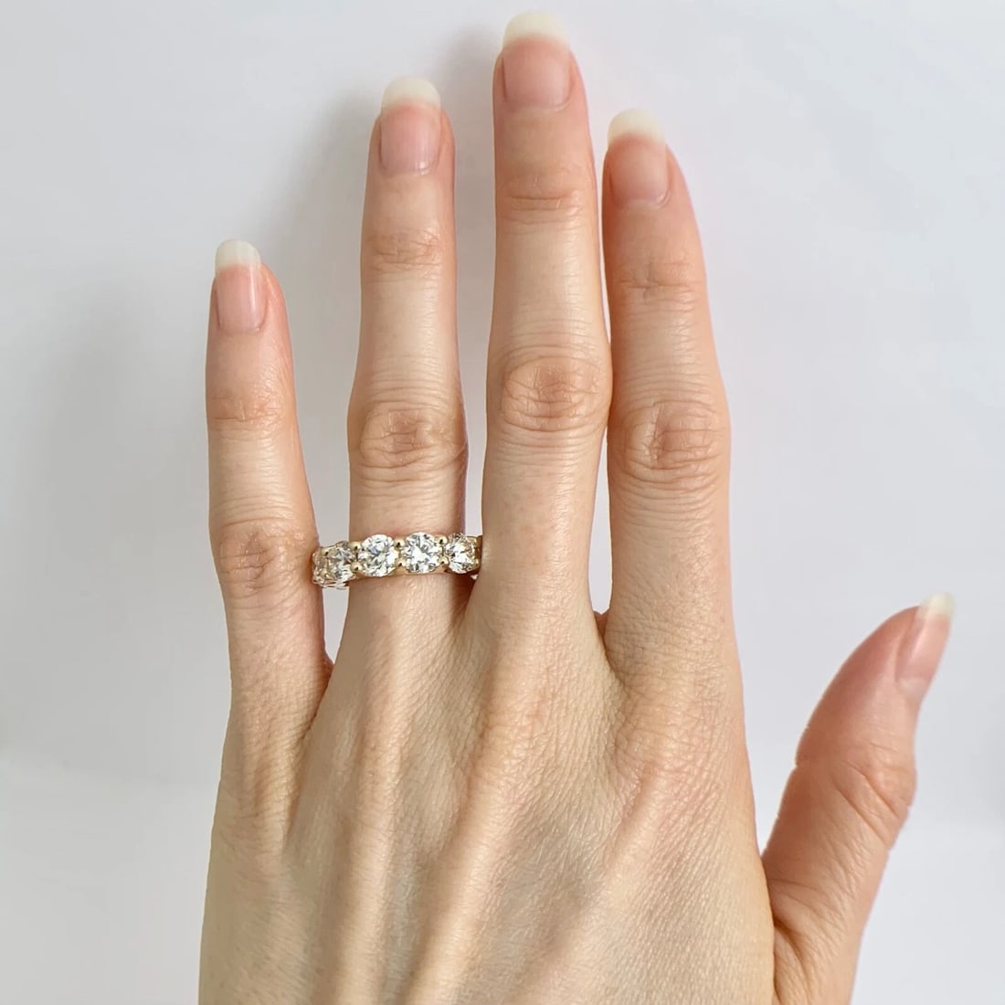 Round Diamond Eternity Ring Wedding Band 14K Yellow Gold, Size 6.25, 7.70 CTW - 2