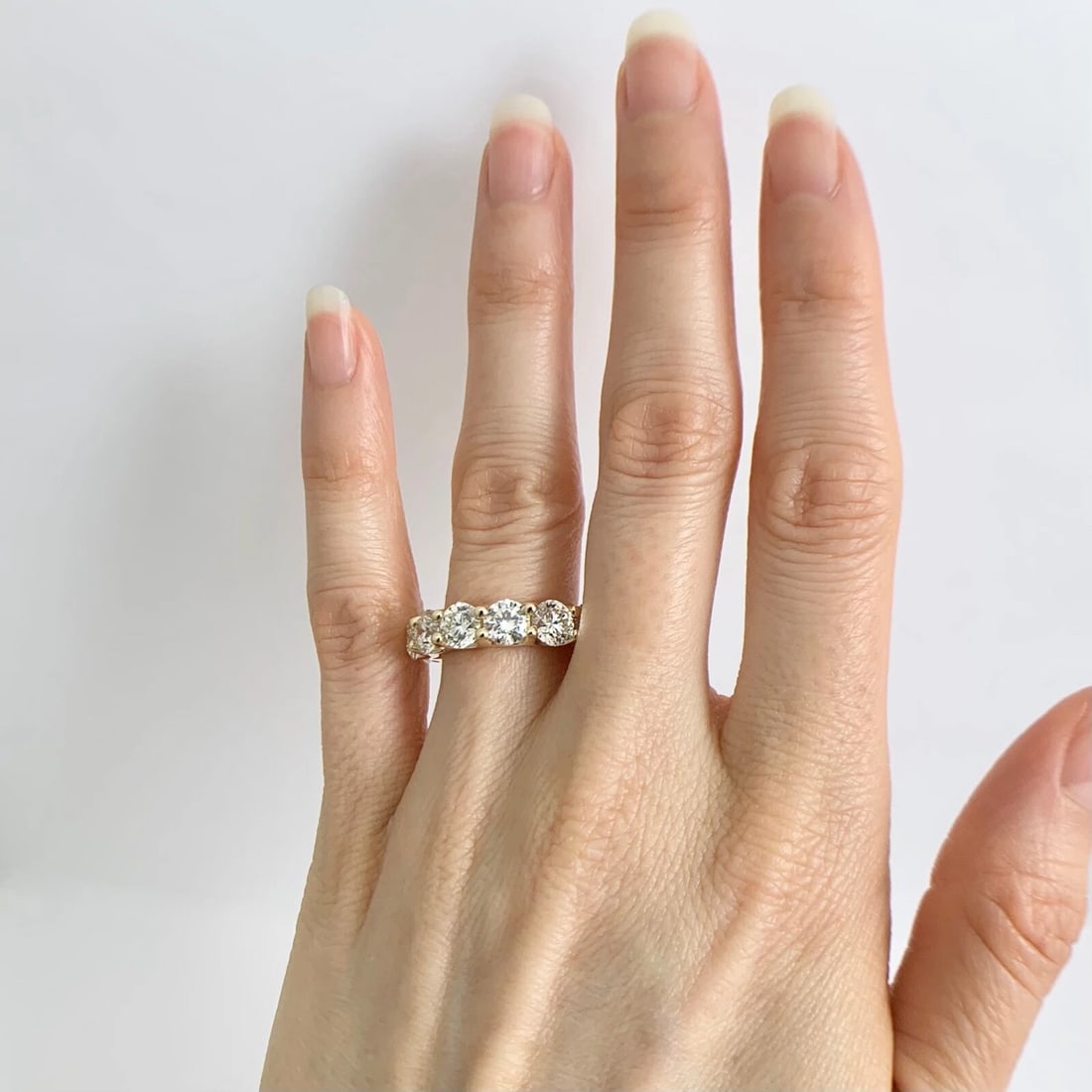 Round Diamond Eternity Ring Wedding Band 14K Yellow Gold, Size 6.25, 7.70 CTW - 3
