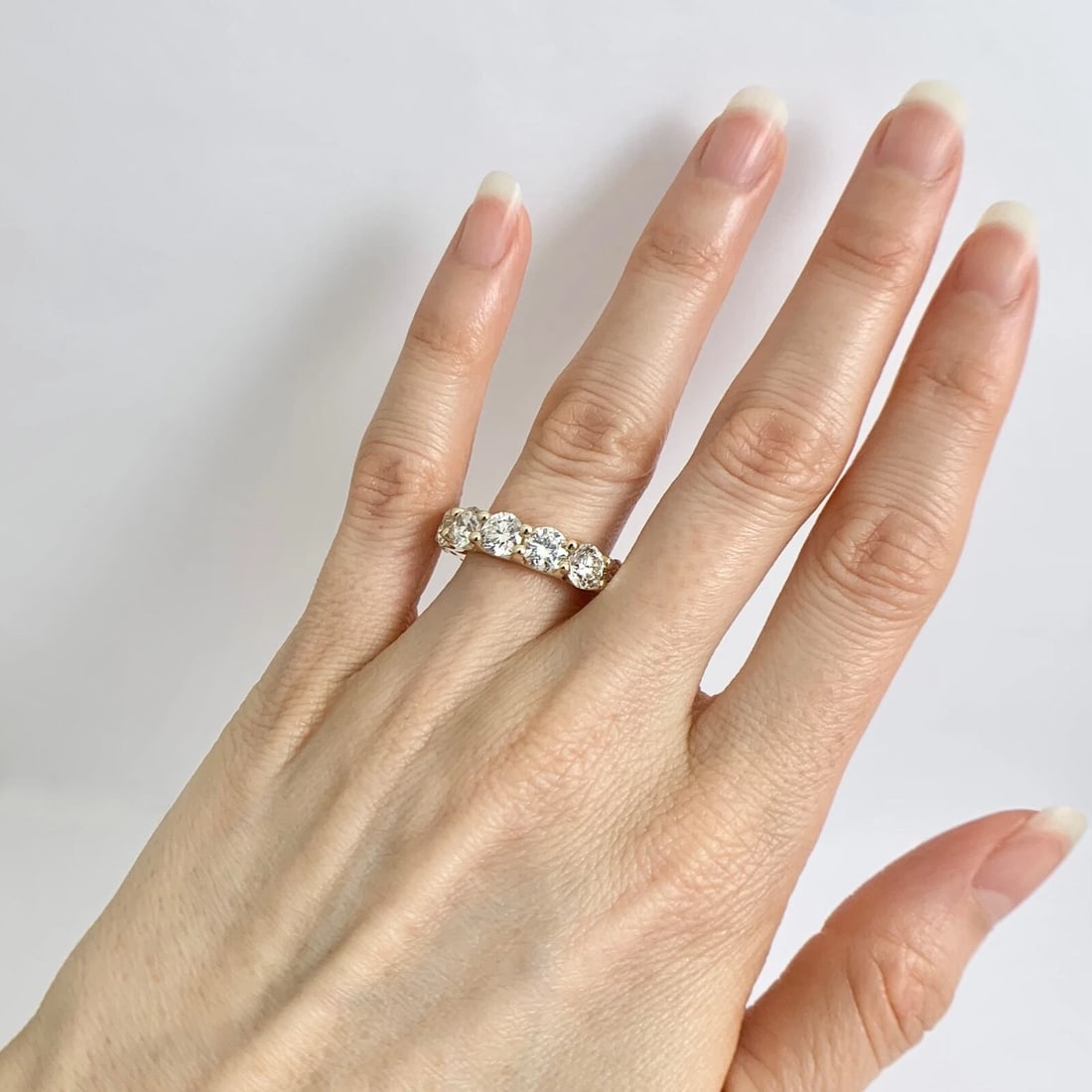 Round Diamond Eternity Ring Wedding Band 14K Yellow Gold, Size 6.25, 7.70 CTW - 5