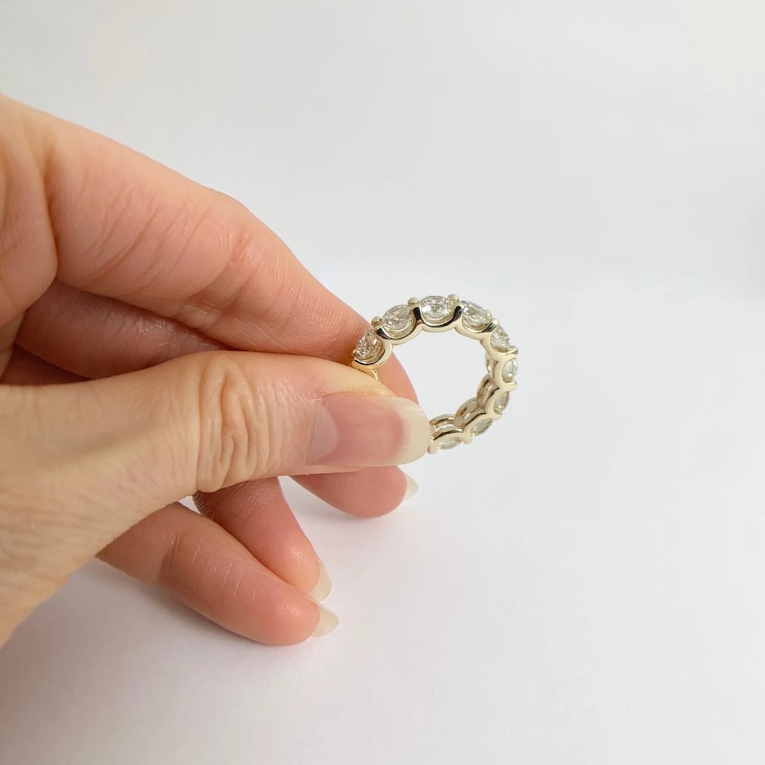 Round Diamond Eternity Ring Wedding Band 14K Yellow Gold, Size 6.25, 7.70 CTW - 7