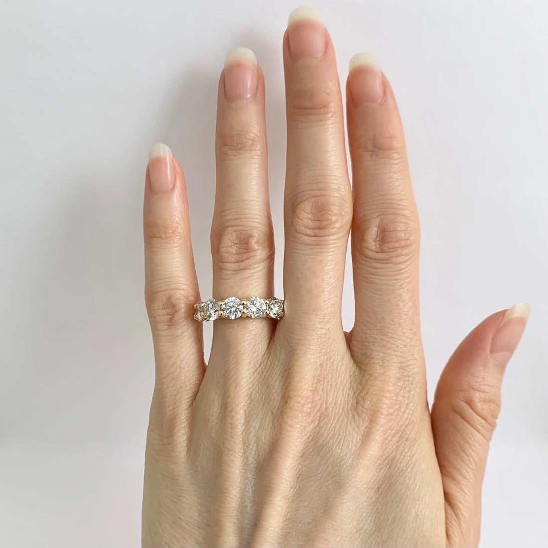 5-Stone Round Diamond Wedding Band Ring 14K Yellow Gold, 2.76 CTW - 2