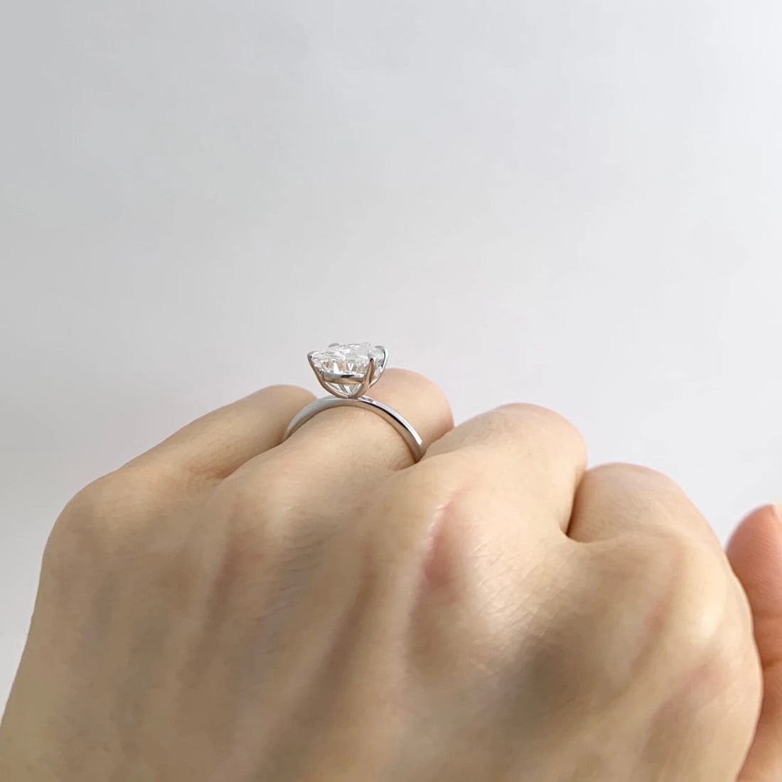 GIA Certified Pear Solitaire Diamond Engagement Ring 14K White Gold 3.08 CT - 7