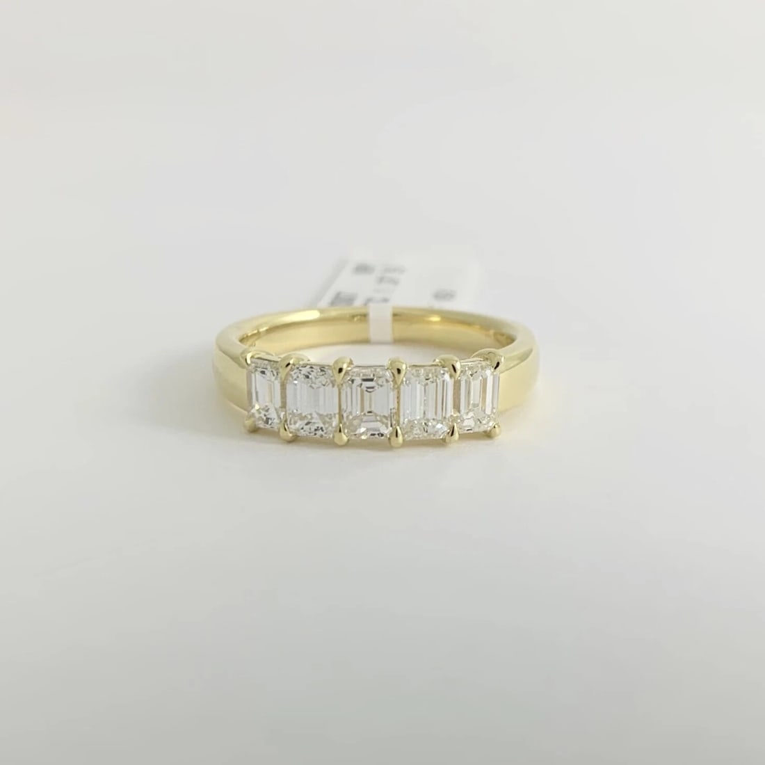 5-Stone Emerald Cut Diamond Wedding Band Ring 18K Yellow Gold, 1.37 CTW - 6