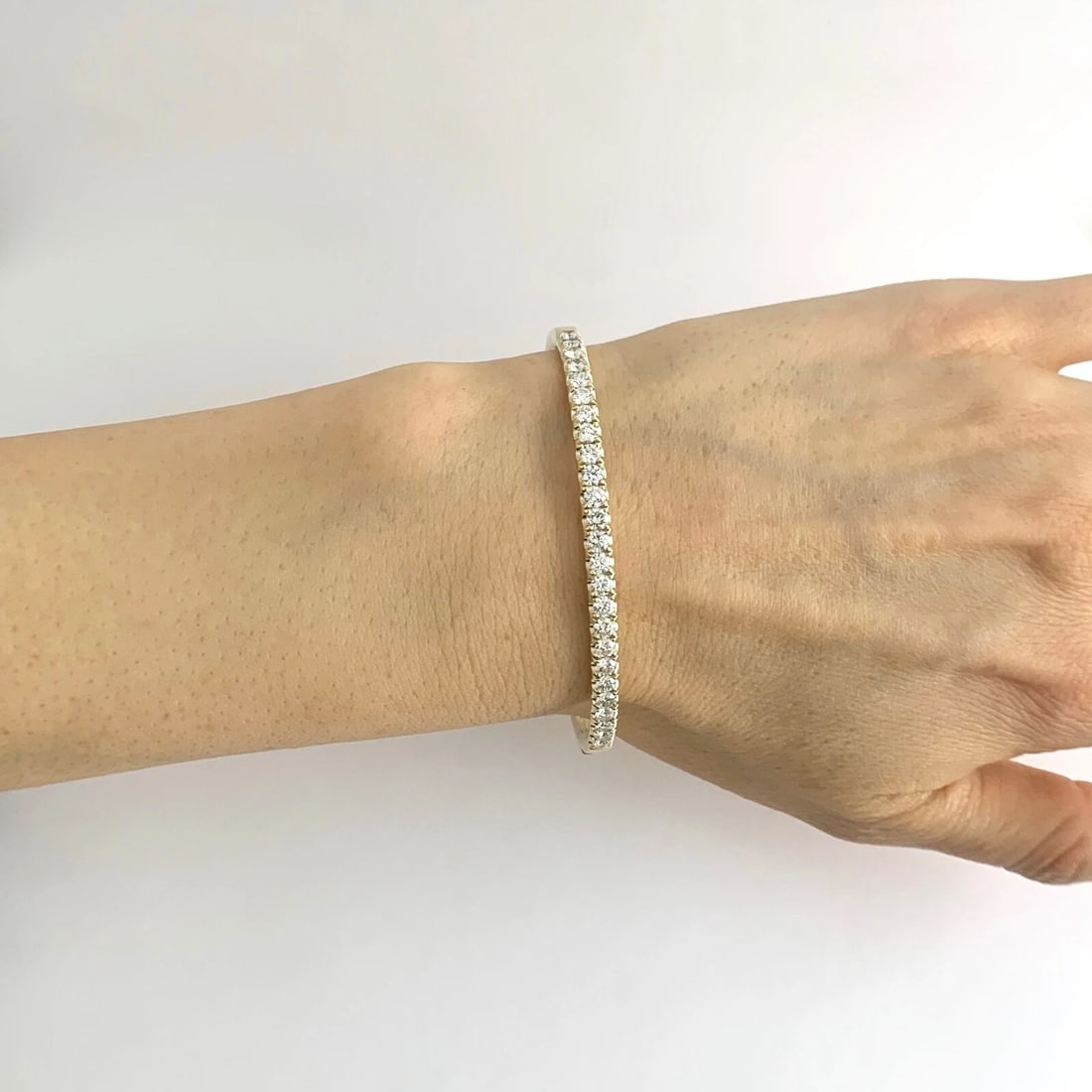 Round Diamond Bangle Bracelet 14K Yellow Gold, 2.05 CTW, 16.77 Grams - 2
