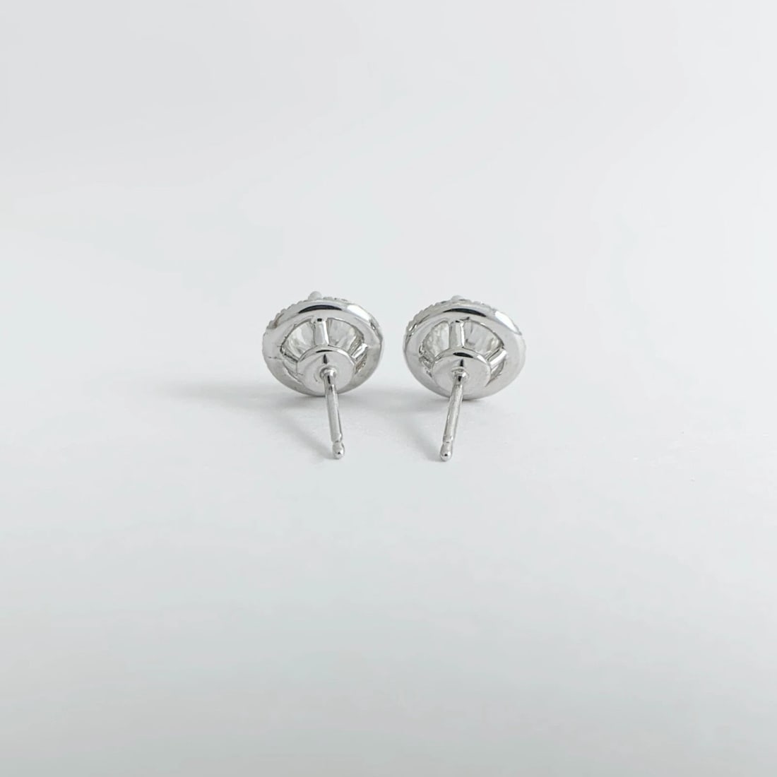 GIA Certified Round Diamond Halo Stud Earrings 14K White Gold, 1.50 CTW - 7