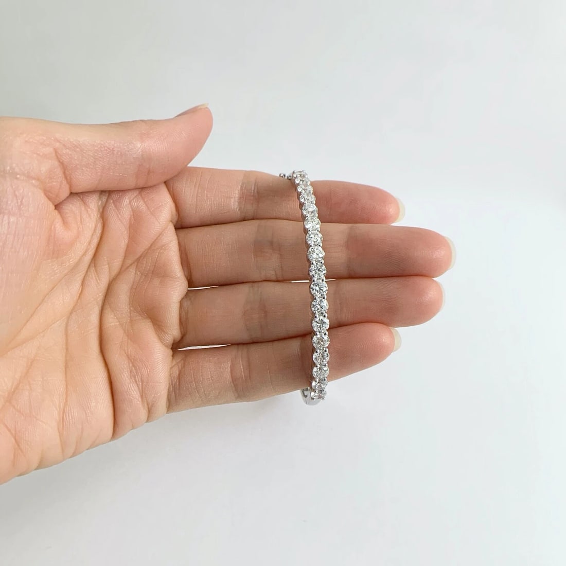 Diamond Bangle Bracelet 14K White Gold, 4.04 CTW, 12.73 Grams - 2
