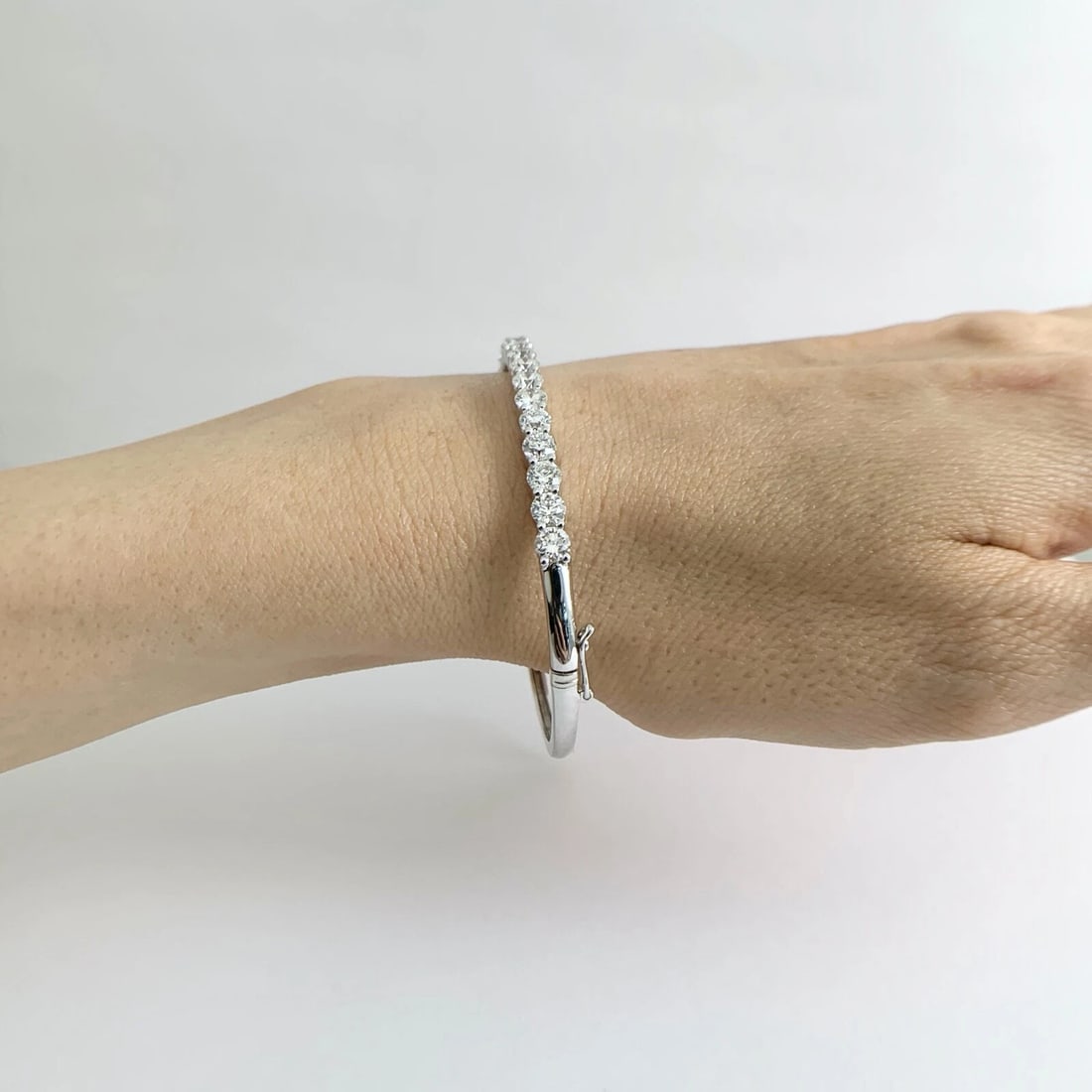 Diamond Bangle Bracelet 14K White Gold, 4.04 CTW, 12.73 Grams - 4