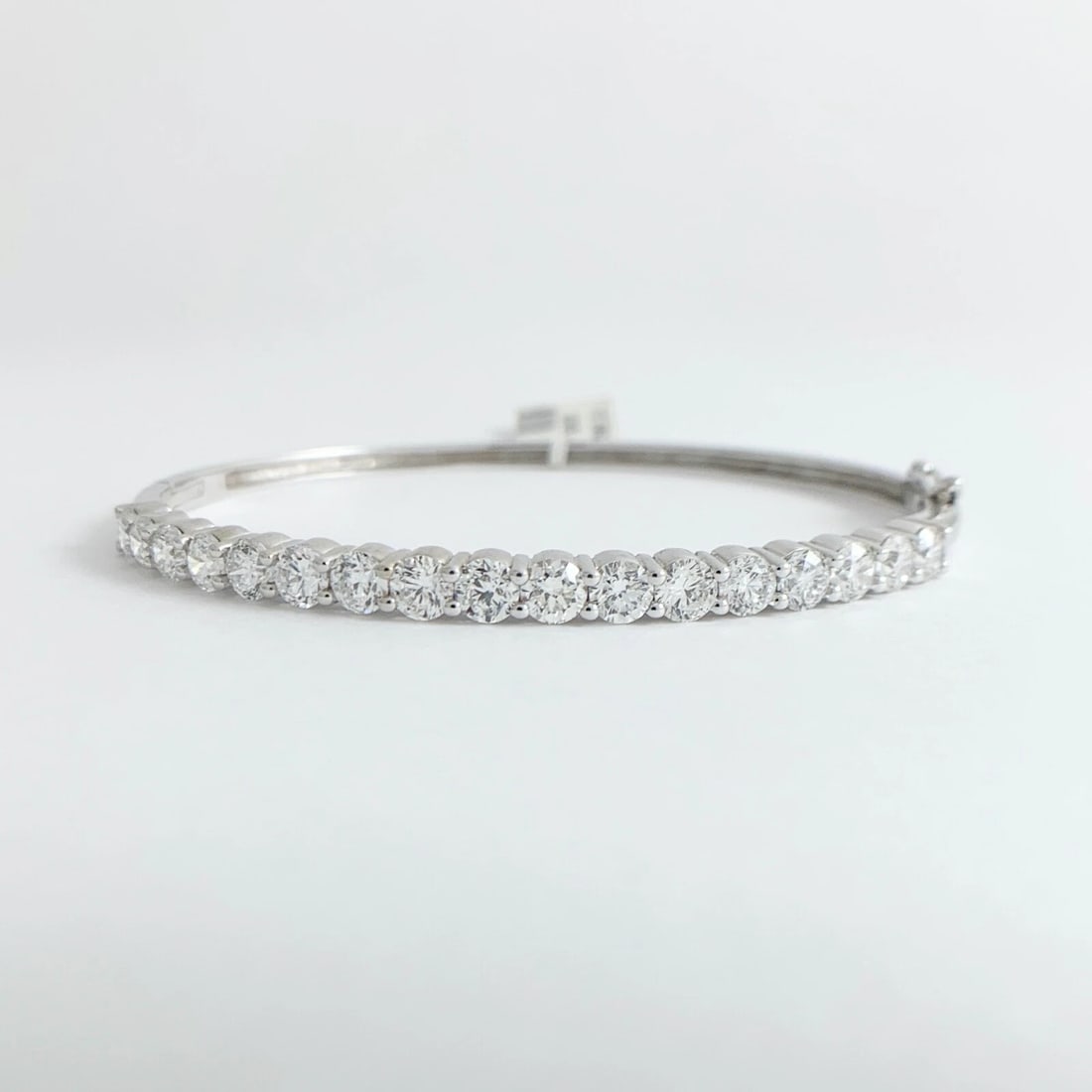 Diamond Bangle Bracelet 14K White Gold, 4.04 CTW, 12.73 Grams - 7