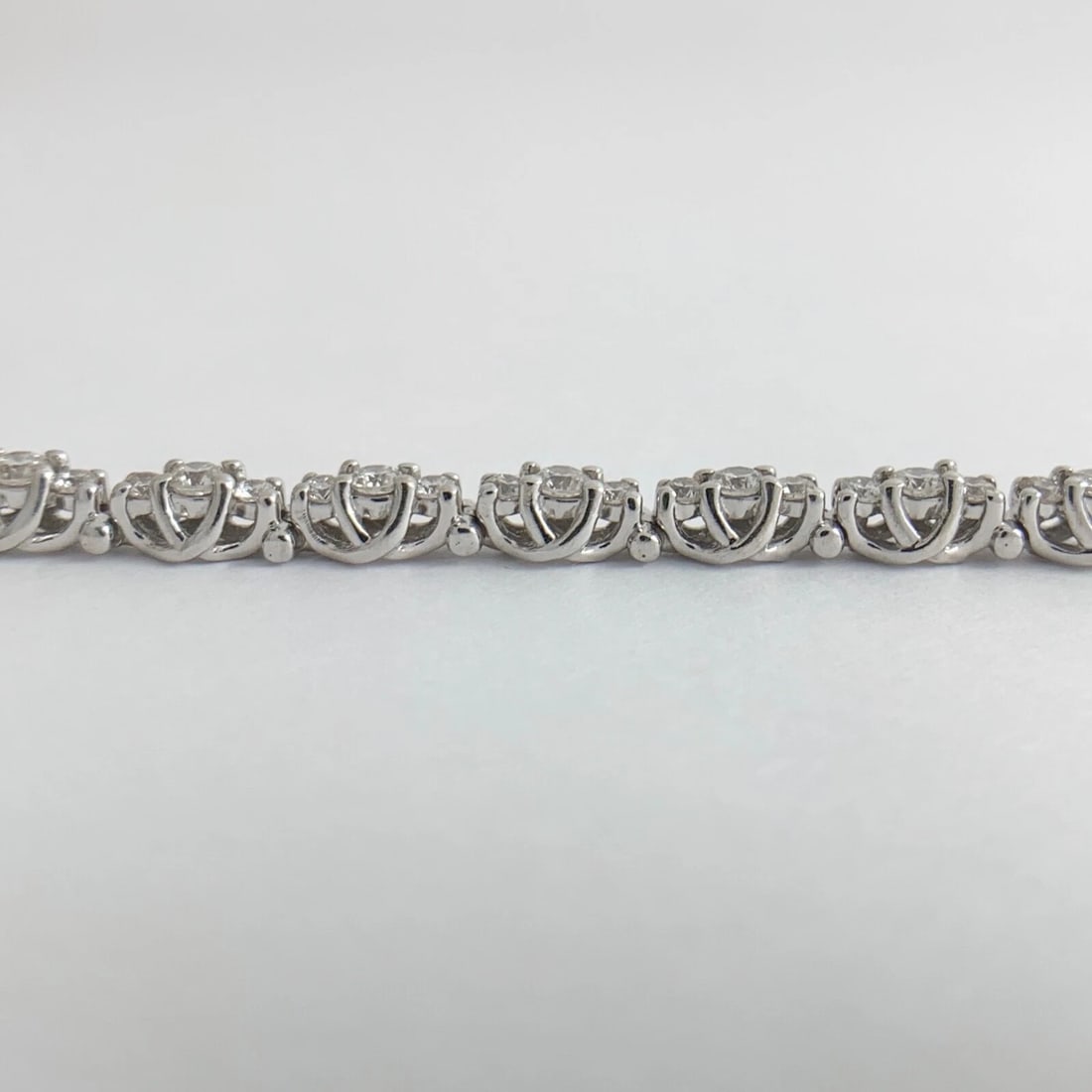 3-Stone Lucida Round Diamond Tennis Bracelet 14K White Gold, 3.14 CTW, 12.18 Gr - 6