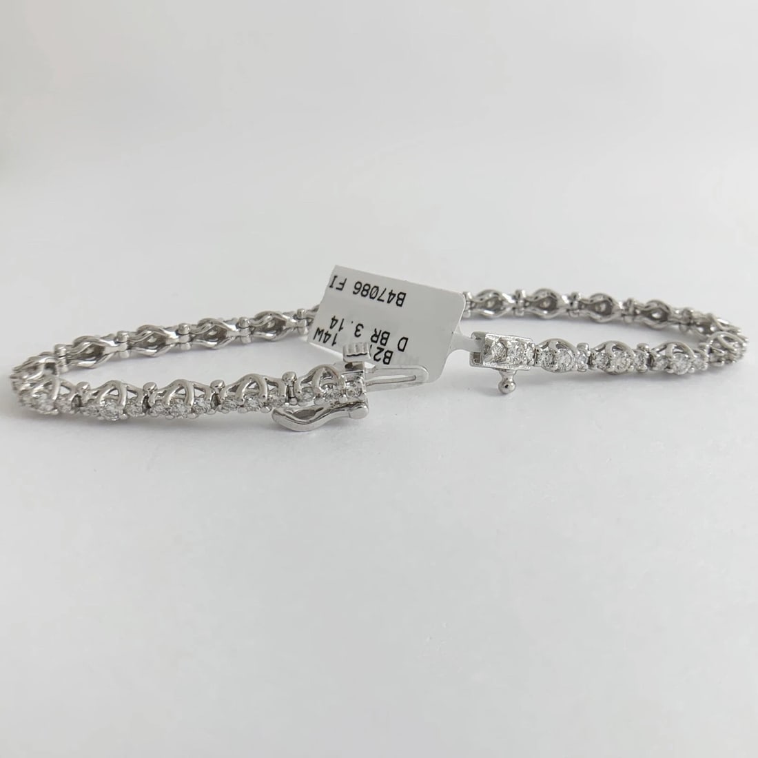 3-Stone Lucida Round Diamond Tennis Bracelet 14K White Gold, 3.14 CTW, 12.18 Gr - 7