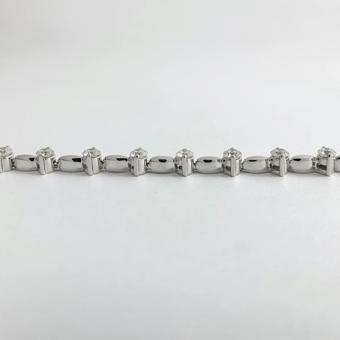 Round Diamond Bar Link Tennis Bracelet 14K White Gold, 3.07 CTW, 11.81 Grams - 7