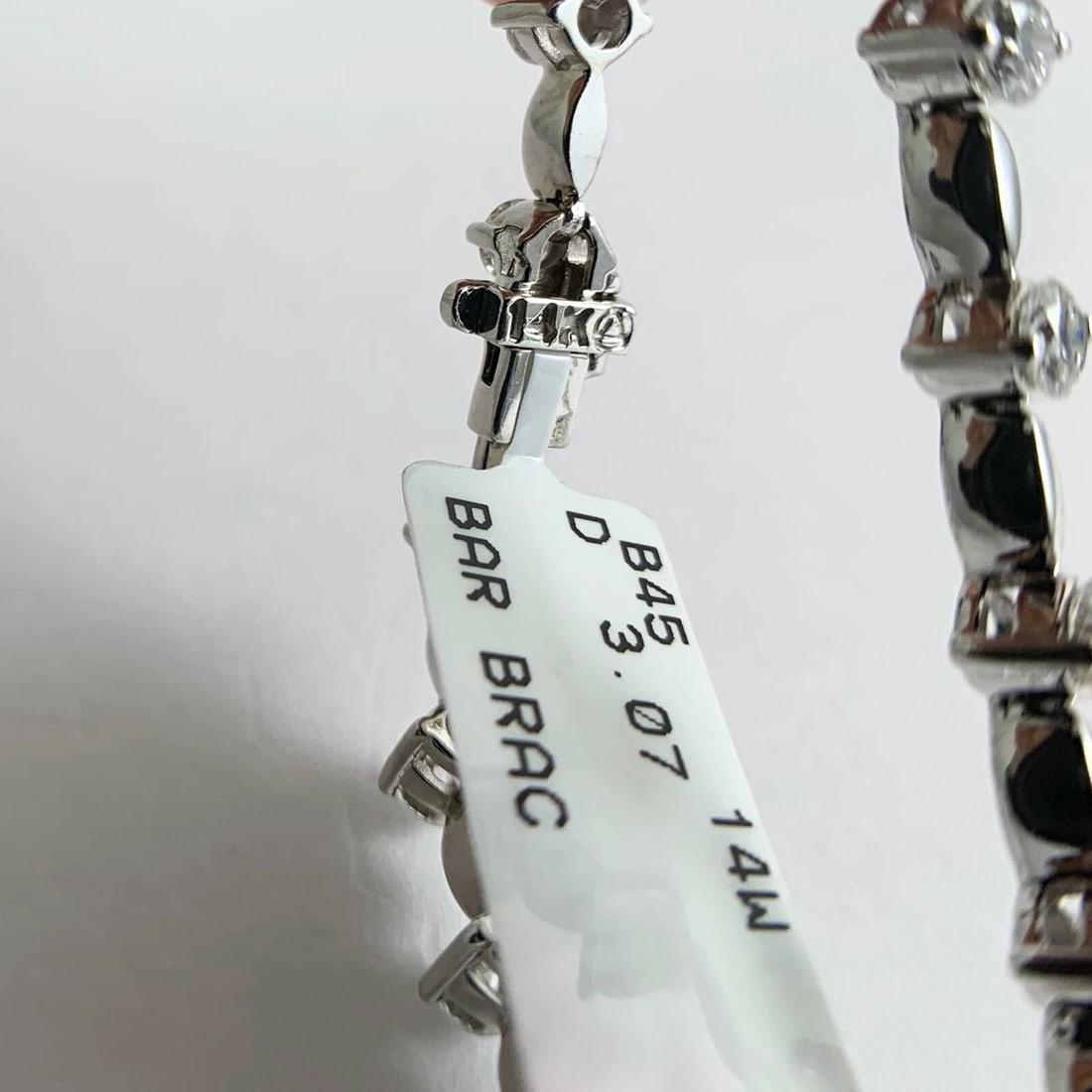 Round Diamond Bar Link Tennis Bracelet 14K White Gold, 3.07 CTW, 11.81 Grams - 9