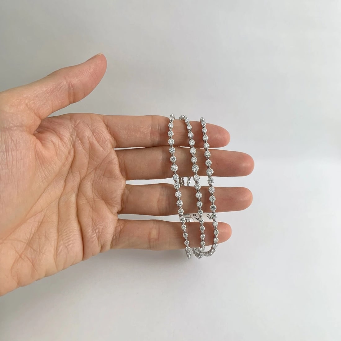 Multistrand 3-Row Diamond Bracelet 18K White Gold, 8.25 CTW, 7 Inches, 23.47 Gr - 2