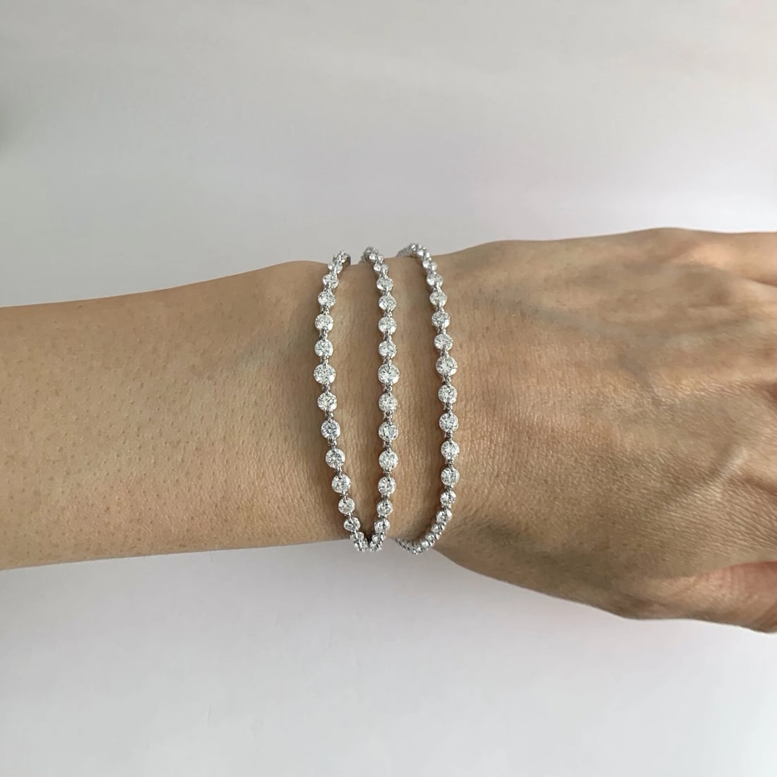 Multistrand 3-Row Diamond Bracelet 18K White Gold, 8.25 CTW, 7 Inches, 23.47 Gr - 5