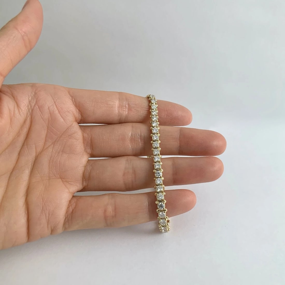 Round Diamond Tennis Bracelet 14K Yellow Gold, 4.75 CTW, 7 Inches 10.63 Grams - 2