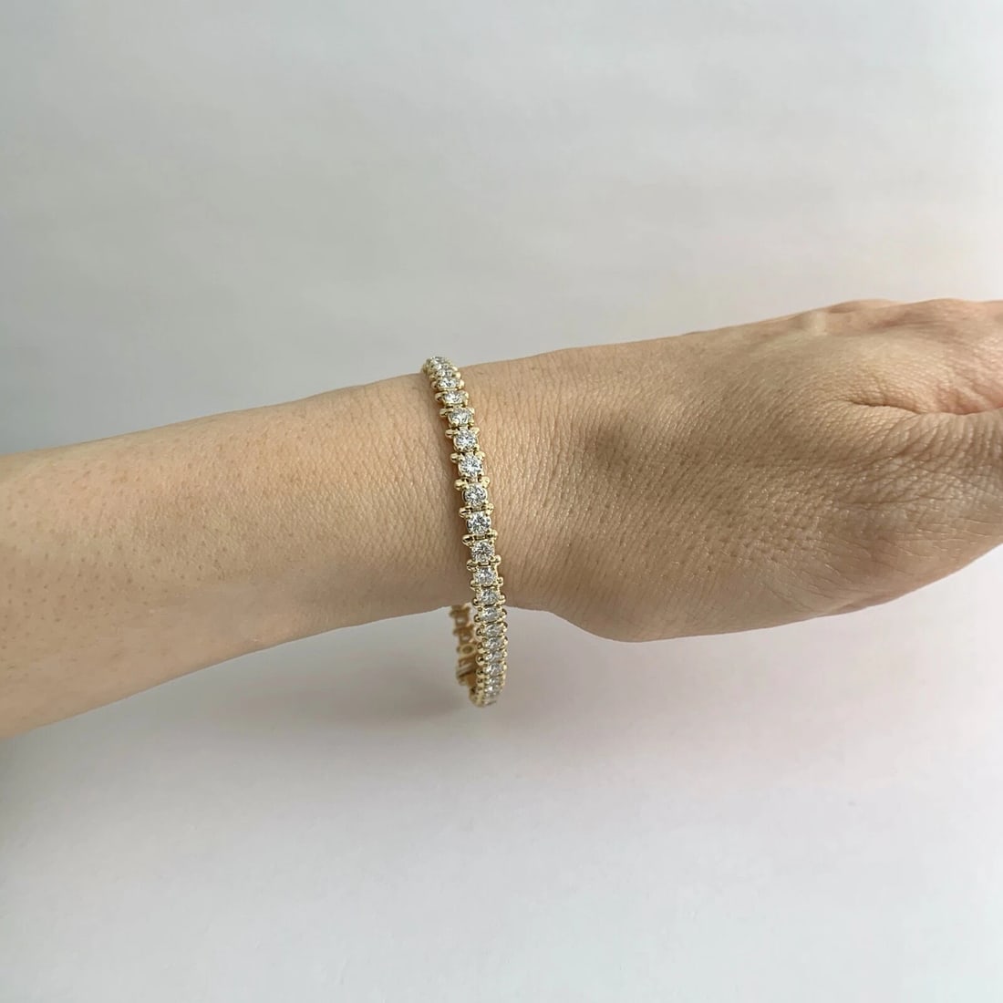 Round Diamond Tennis Bracelet 14K Yellow Gold, 4.75 CTW, 7 Inches 10.63 Grams - 4