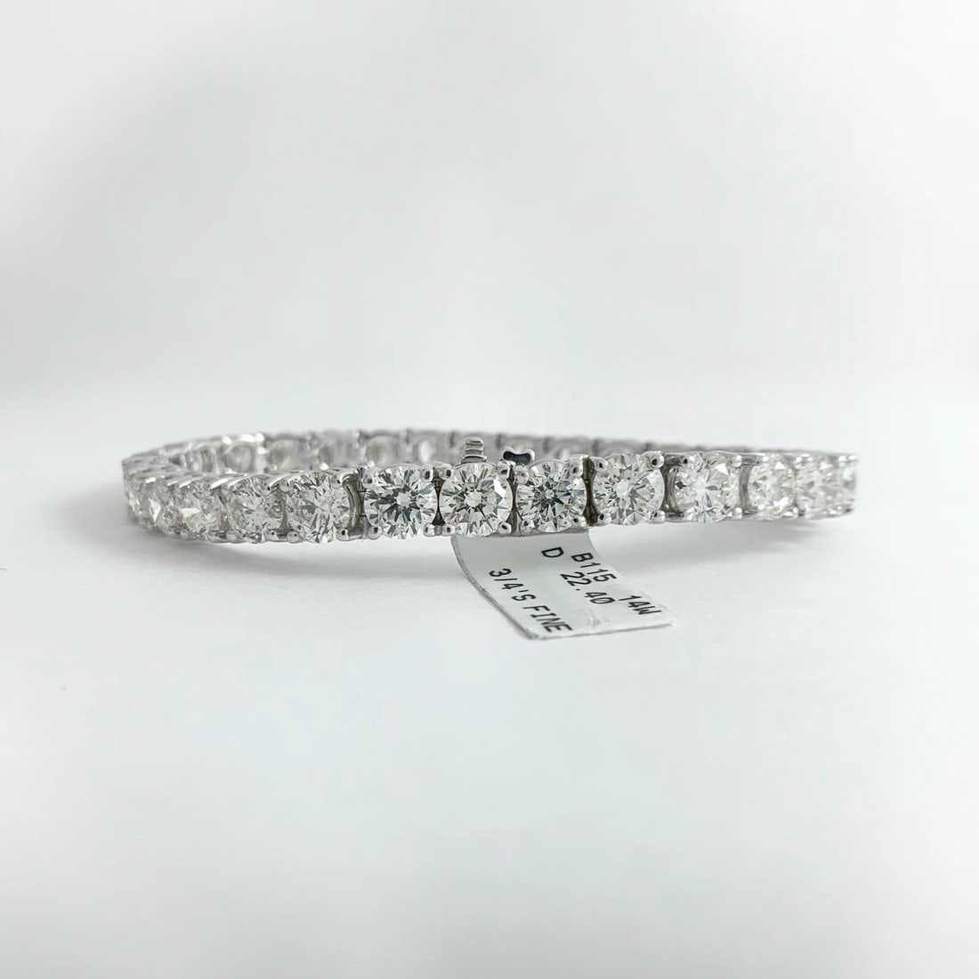 Round Diamond Tennis Bracelet 14K White Gold, 22.40 CTW, 7 Inches, 25.14 Grams - 7