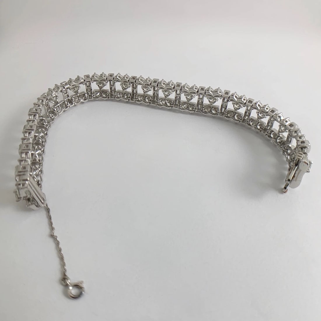 Vintage Van Clief Round Baguette Diamond Platinum Bracelet, 17.82 CTW, 51 Grams - 9