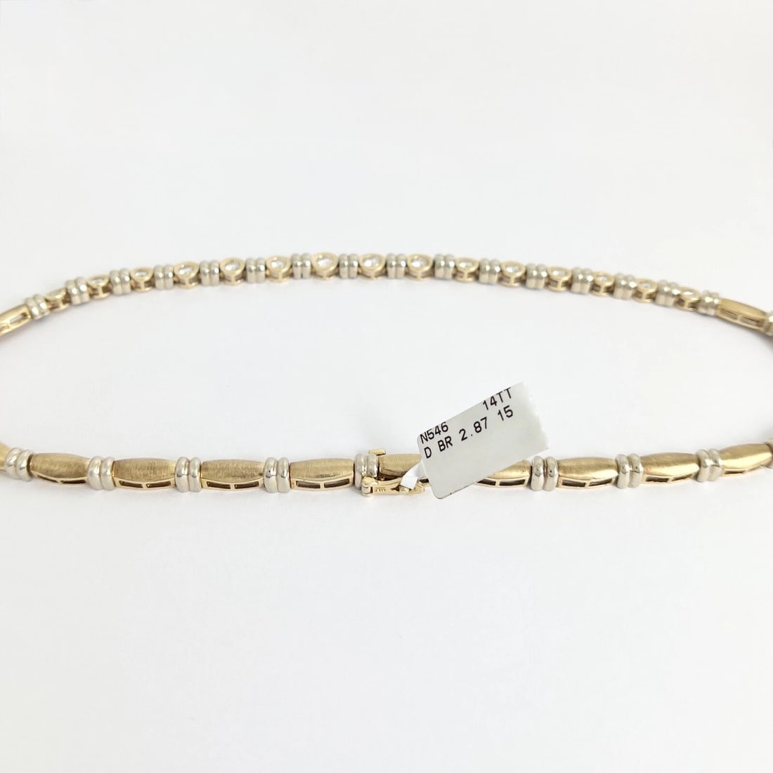 Diamond Bezel Set Two-Tone Necklace 14K Yellow White Gold, 2.87 CTW, 46.62 Grams - 7