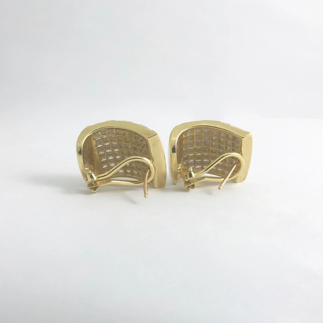 Princess Diamond Invisible Set Drop Huggie Earrings 18K Yellow Gold 10.12 CTW - 7