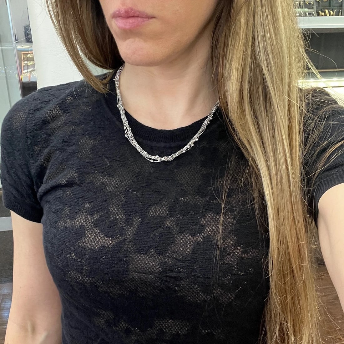 Italian Disco Ball Twisted Chain Necklace 18K White Gold, 17.25 Inches, 17.07 Gr - 3