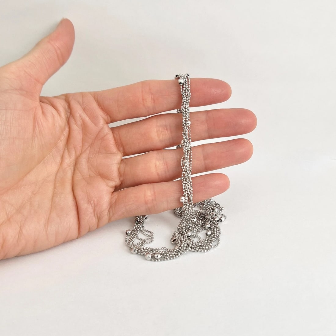Italian Disco Ball Twisted Chain Necklace 18K White Gold, 17.25 Inches, 17.07 Gr - 4