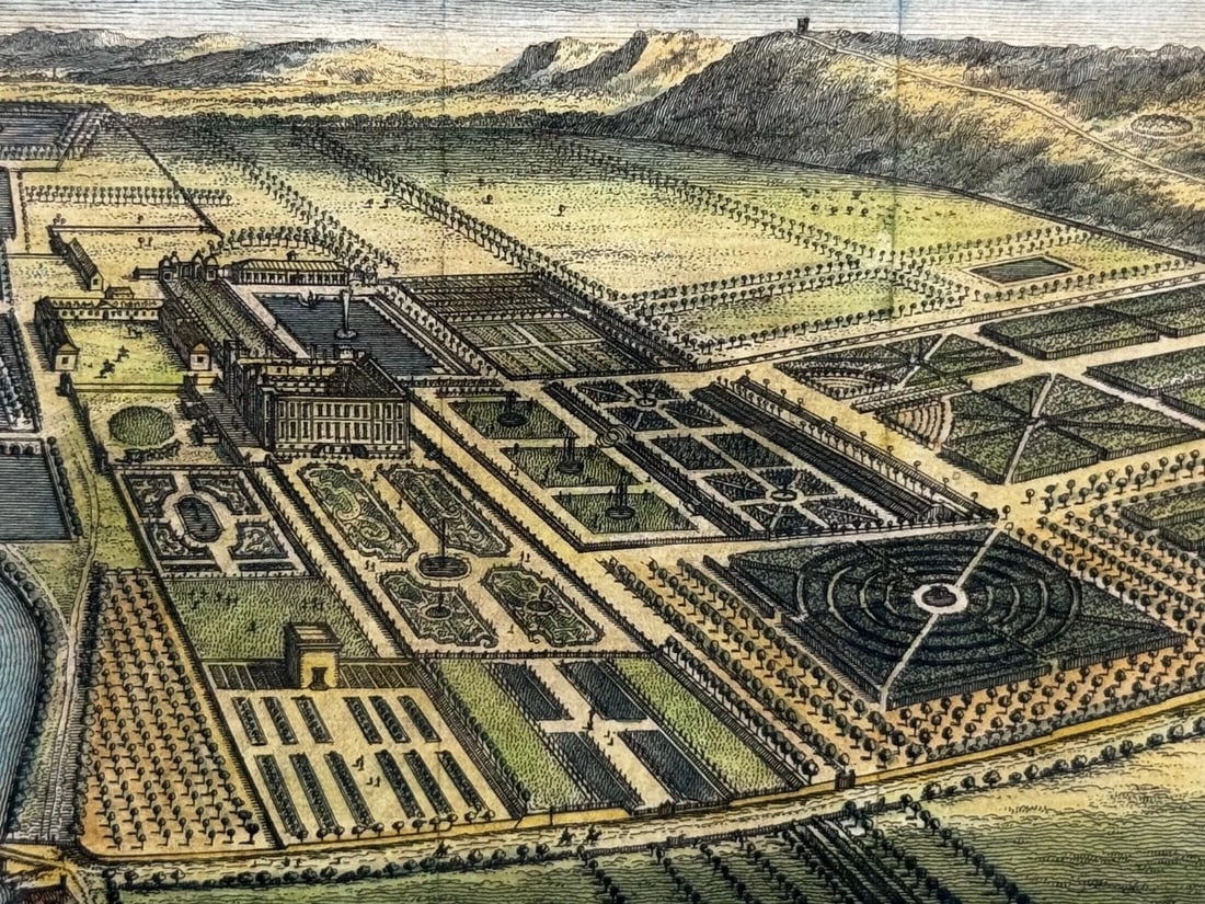 Chatsworth House, Derbyshire 18th Century Copper Engraving After Leonard Knyff - 11