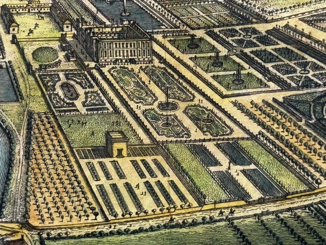 Chatsworth House, Derbyshire 18th Century Copper Engraving After Leonard Knyff - 12
