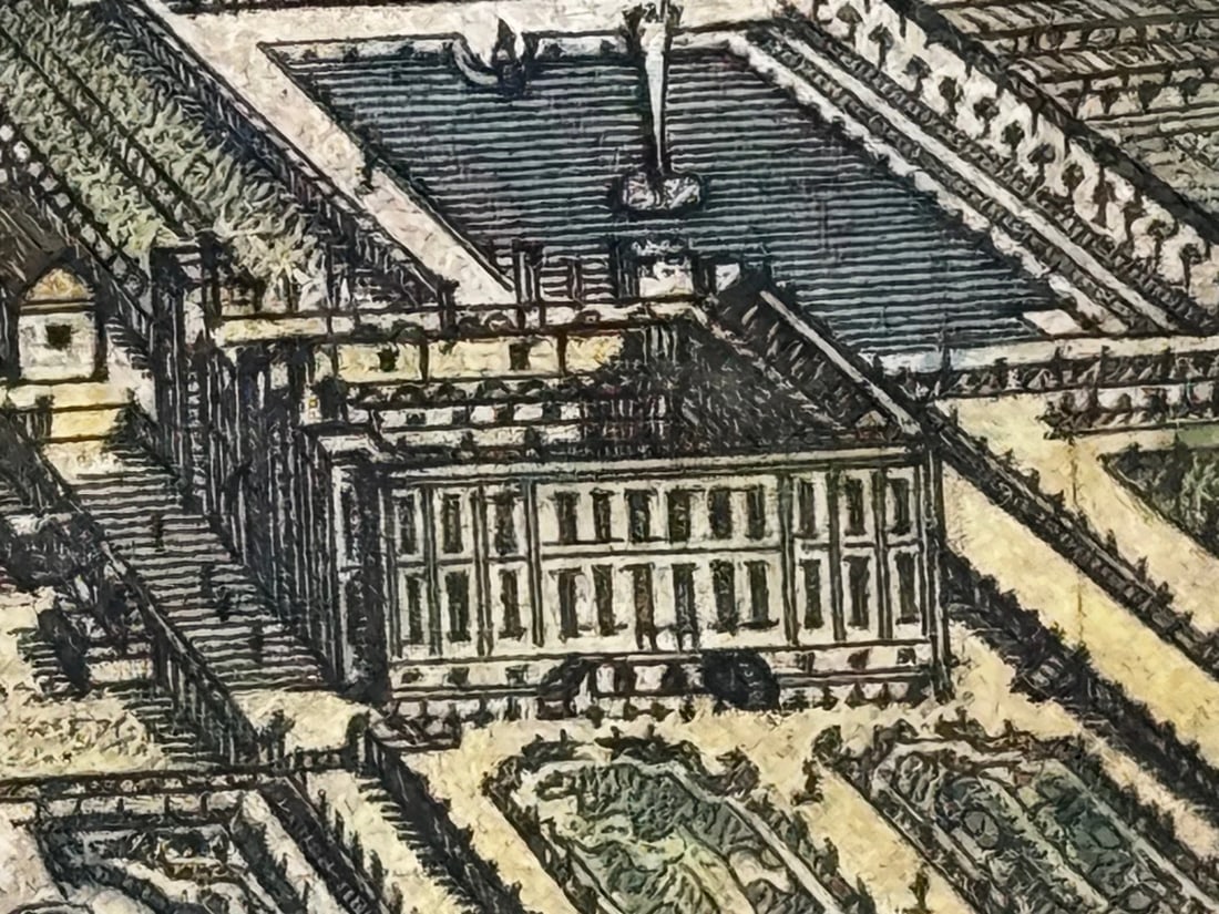 Chatsworth House, Derbyshire 18th Century Copper Engraving After Leonard Knyff - 15