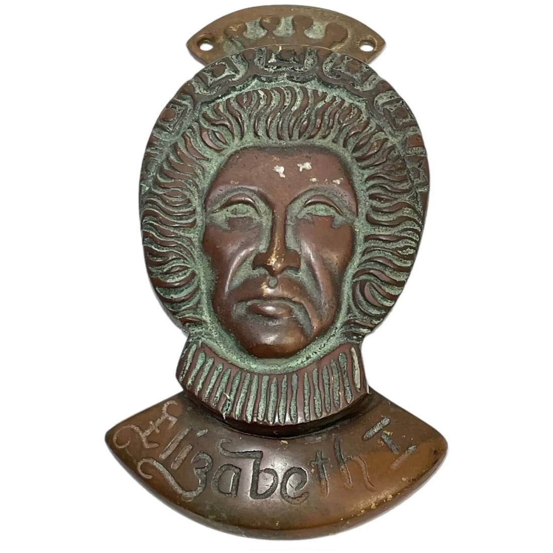 Antique Tudor Queen Of England Elizabeth 1st Ruff Collar Brass Door Knocker (1 of 20)