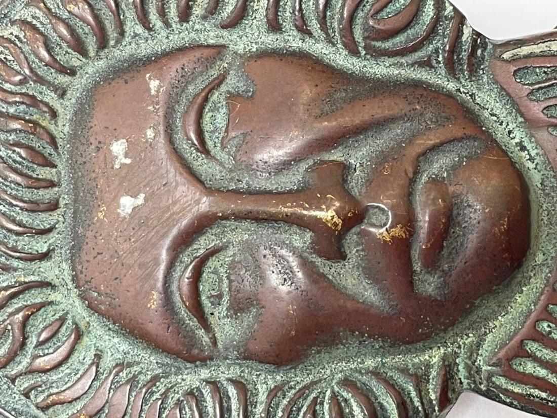 Antique Tudor Queen Of England Elizabeth 1st Ruff Collar Brass Door Knocker - 8