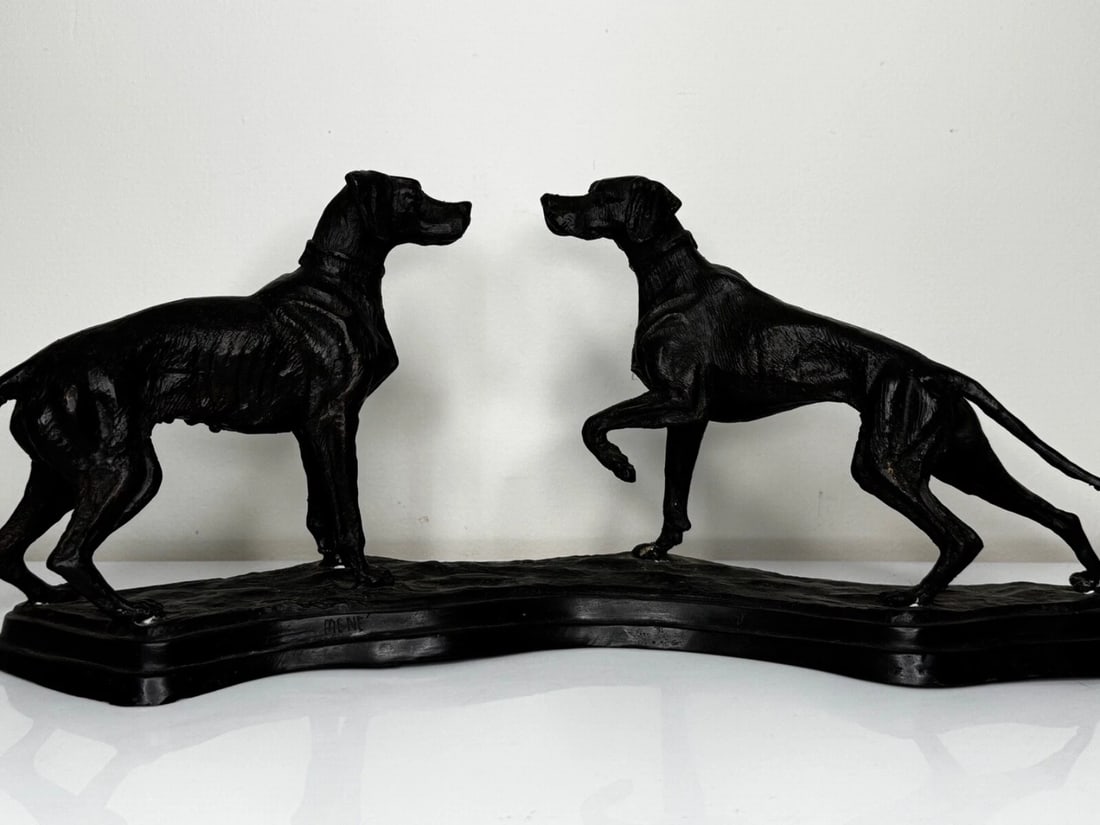 Antique Bronze Hound Dogs c.1860 | French Animalier Sculpture - 2