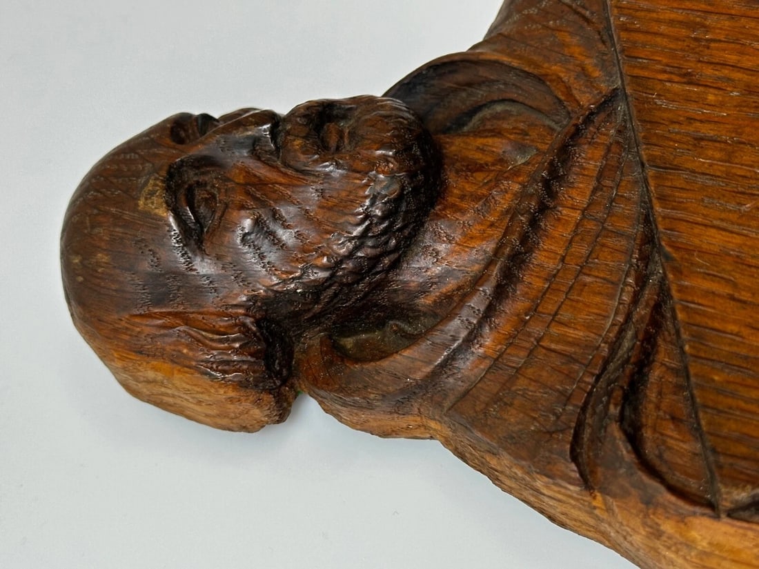 19th Century Carved Religious Figure Saint Holding Shield Crossed Keys Of Heaven - 13